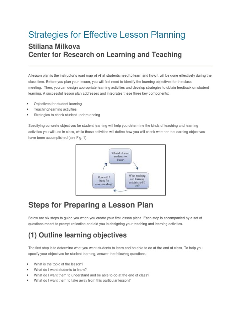 Strategies for Effective Lesson Planning | Lesson Plan | Understanding ...