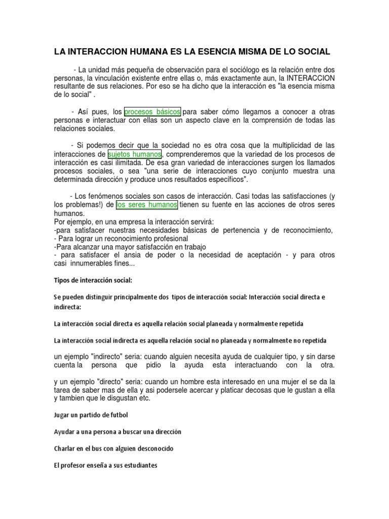 Esencia de la Interacción Social | PDF | Sociedad | Existencia