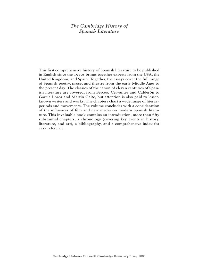 David T. Gies The Cambridge History of Spanish Literature PDF