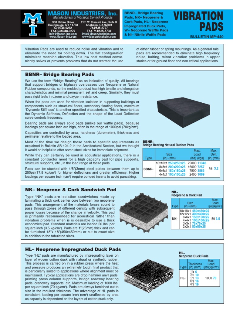 Vibration Pads: Mason Industries, Inc | PDF