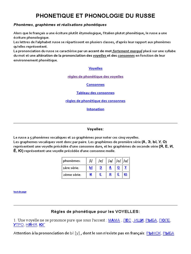 Phonetique Et Phonologie Du Russe Phonologie Semiotique