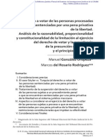 El Derecho a Votar de Las Personas Procesadas o Sentenciadas Por Una Pena Privativa de Libertad