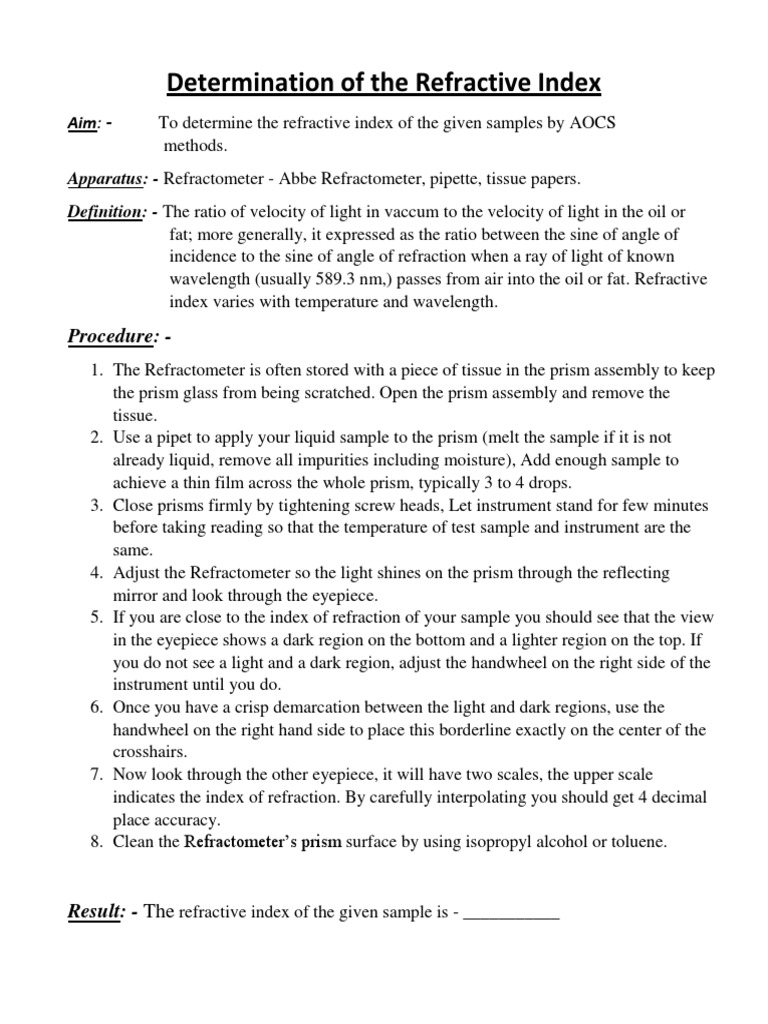 Refractive Index PDF Refractive Index Prism