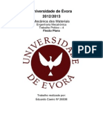 Universidade de Évora 2012/2013: Mecânica Dos Materiais
