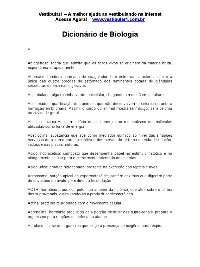 Dicionario de Biologia | PDF | Célula (Biologia) | Organismos, image size:768x1024