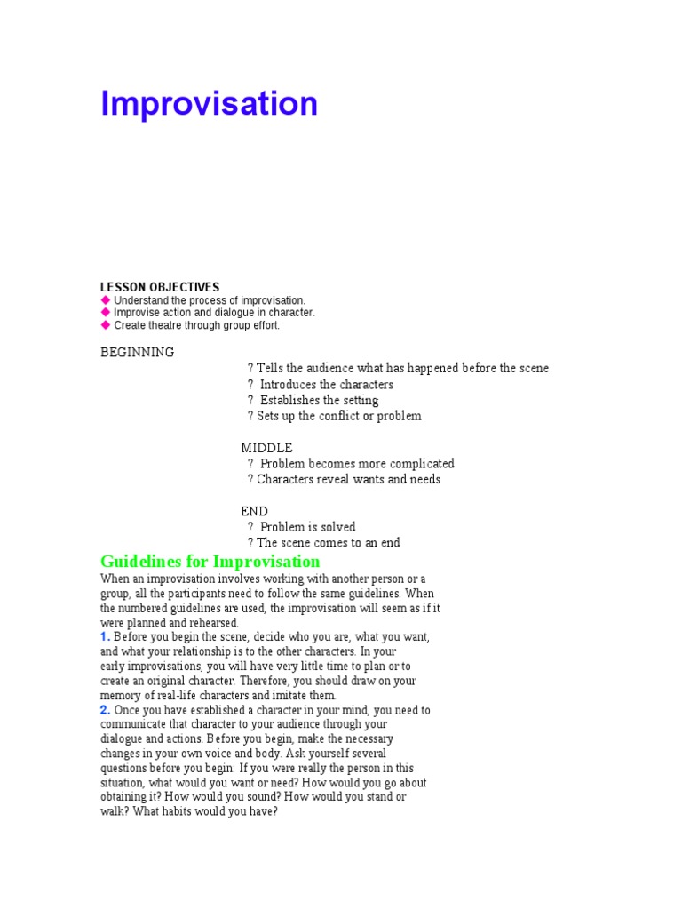 Guidelines For Improvisation | PDF | Leisure
