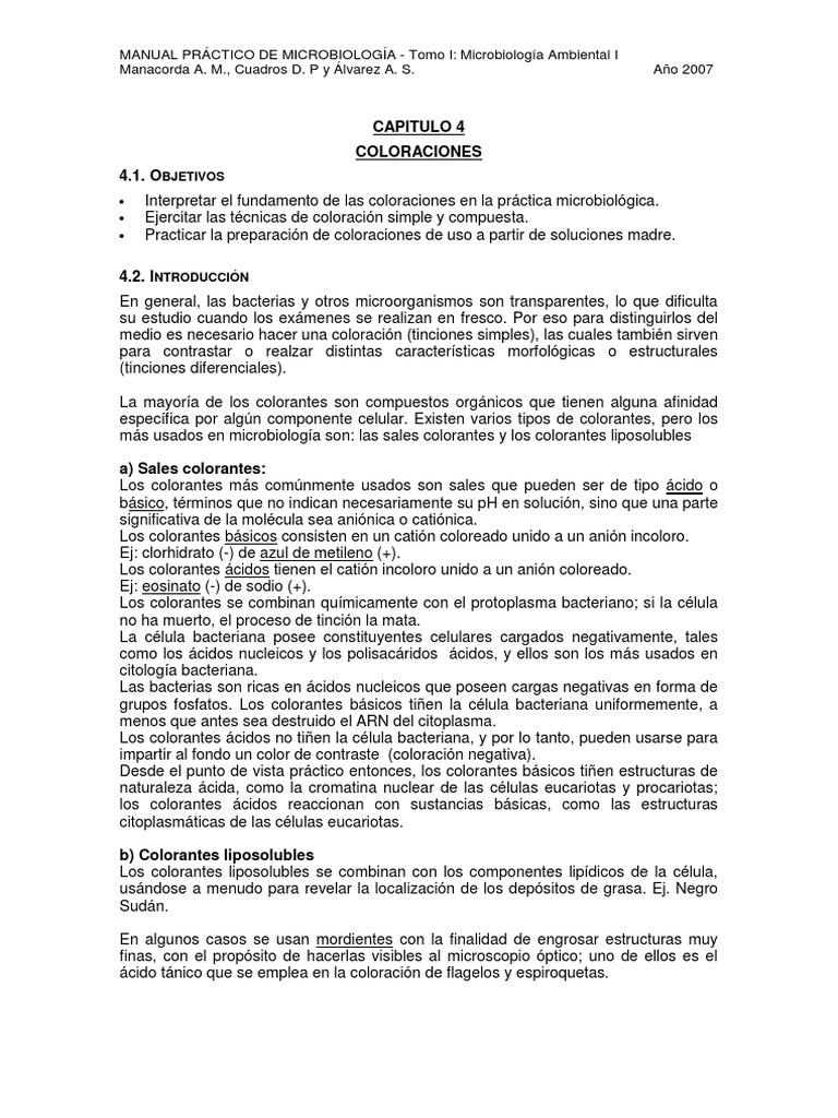 Técnicas de Coloración en Microbiología | PDF | Tinción | Las bacterias