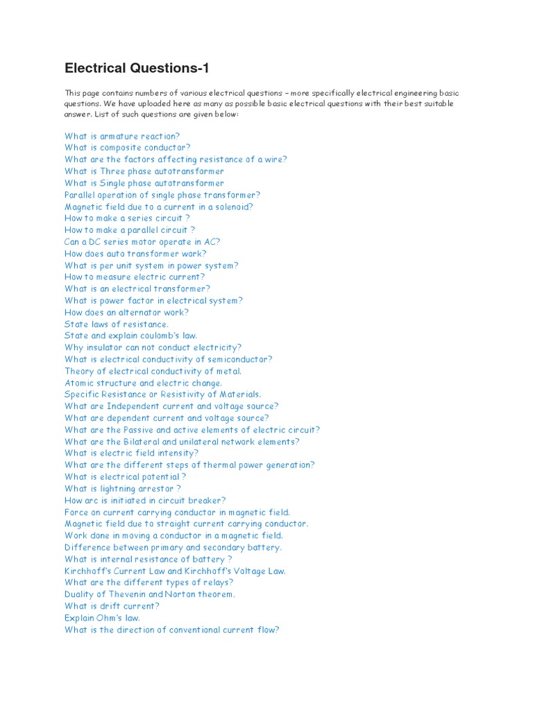 Electrical Engineering Fundamentals Answers to Common Questions on