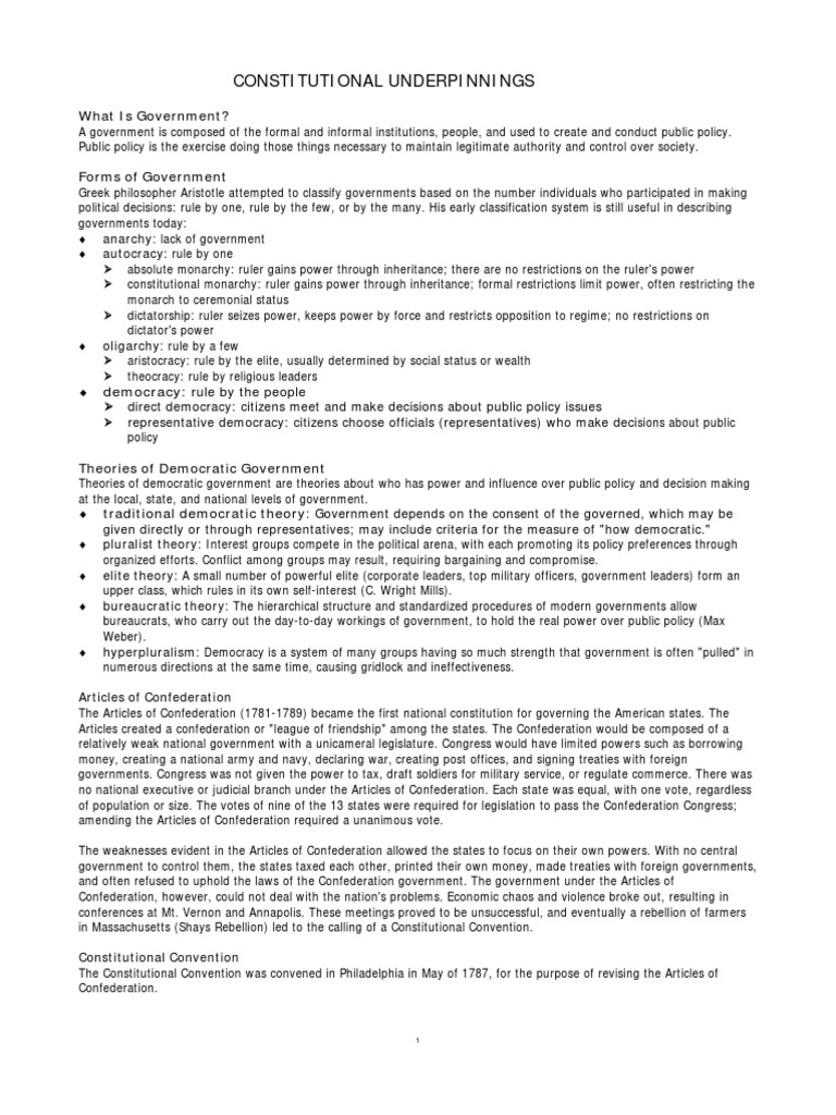Constitutional Underpinnings PDF United States Constitution U.S