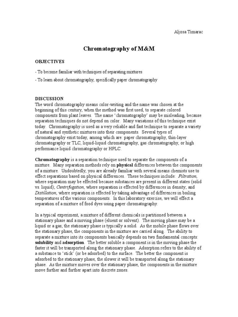 Chromatography, M&M, Chromatography Paper PDF Chromatography