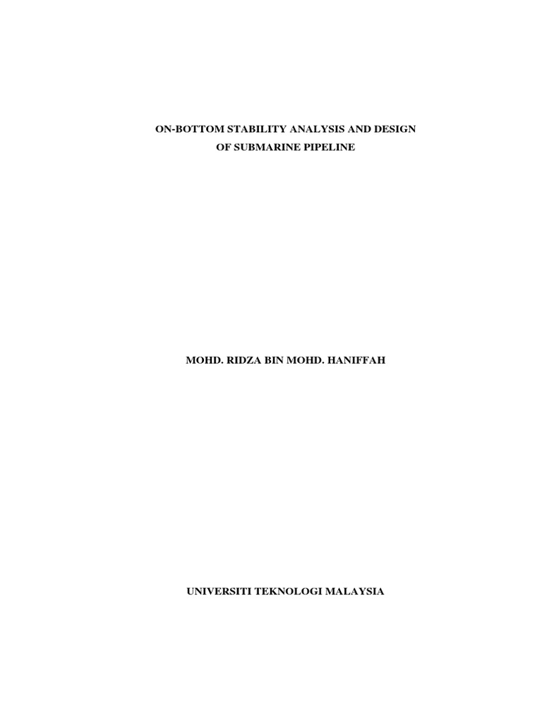 On Bottom Stability Analysis and Design of Submarine Pipeline