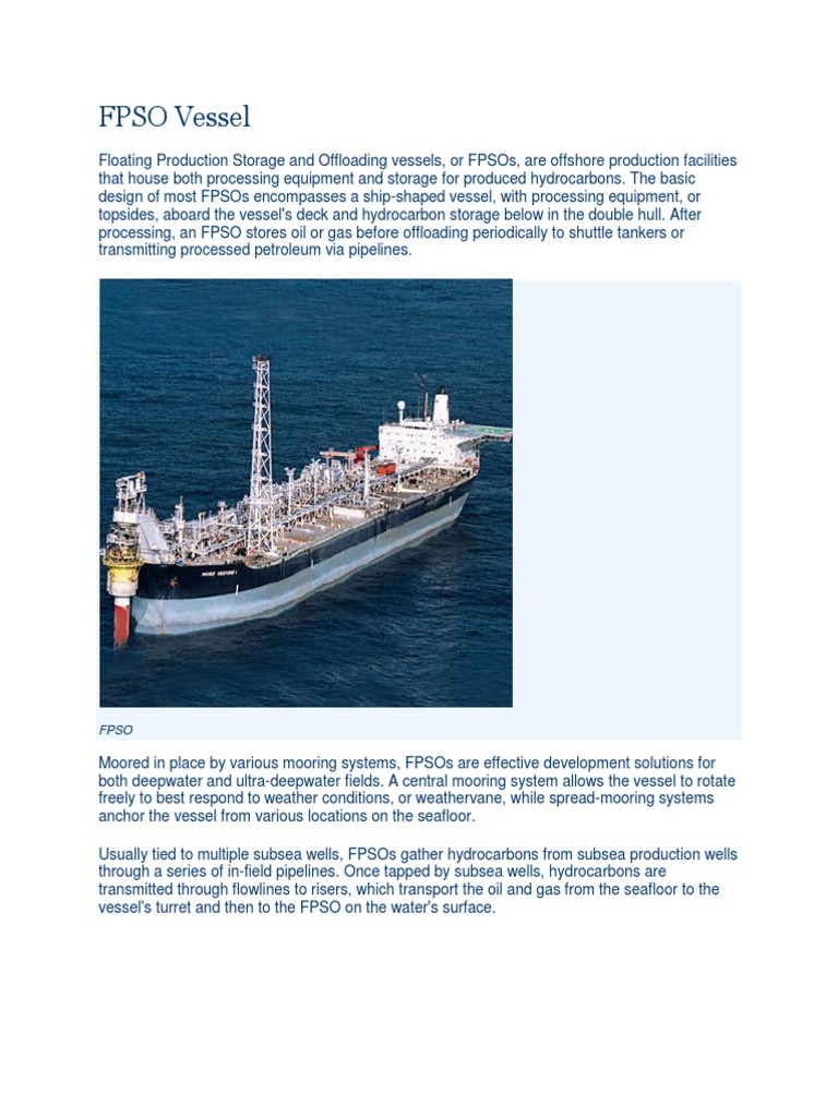 Overview of FPSO Vessel Operations | PDF | Business | Home & Garden