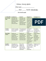 Written Activity Rubric