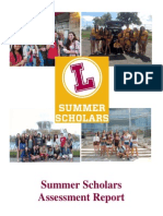 2013 Summer Scholars Assessment Report