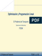 Optimización lineal del problema del transporte