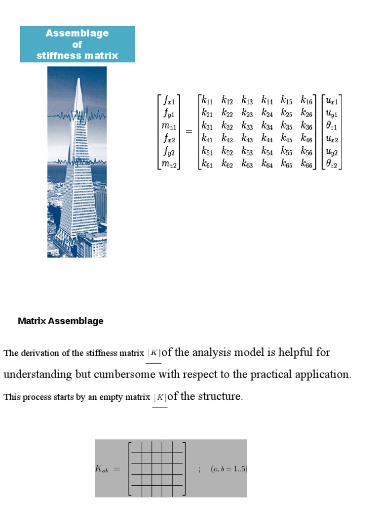 Stiffness Matrix Assemblage Explained | PDF | Science & Mathematics