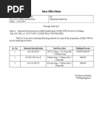 Inter Office Memo: Sr. No. Material Specification Test Piece Size Welding Process