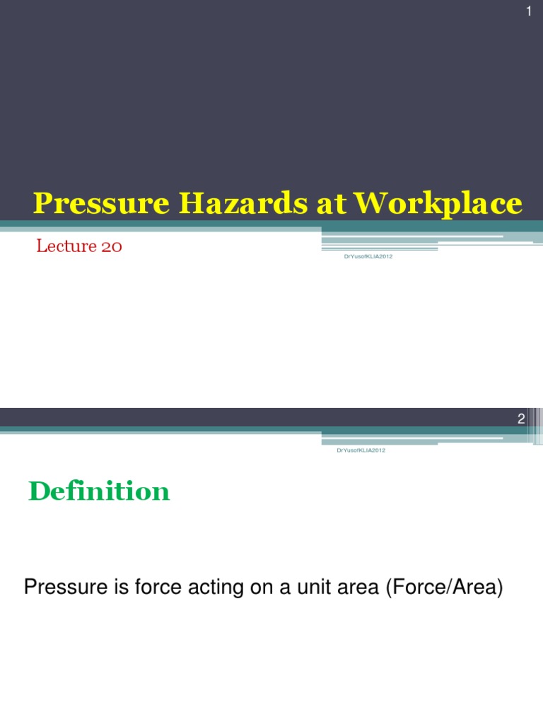 Pressure Hazards at Workplace Dryusofklia2012 PDF Hypoxia (Medical