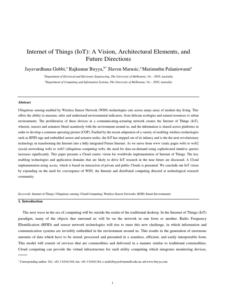 IoT Vision: Future Directions and Challenges | PDF | Internet Of Things ...