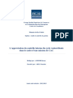 L'Appréciation Du Contrôle Interne Du Cycle Ventesclients Dans Le Cadre D'une Mission de CAC