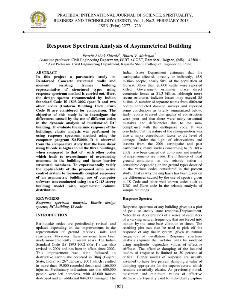 Seismic Analysis of Asymmetrical Buildings | PDF | Solid Mechanics ...
