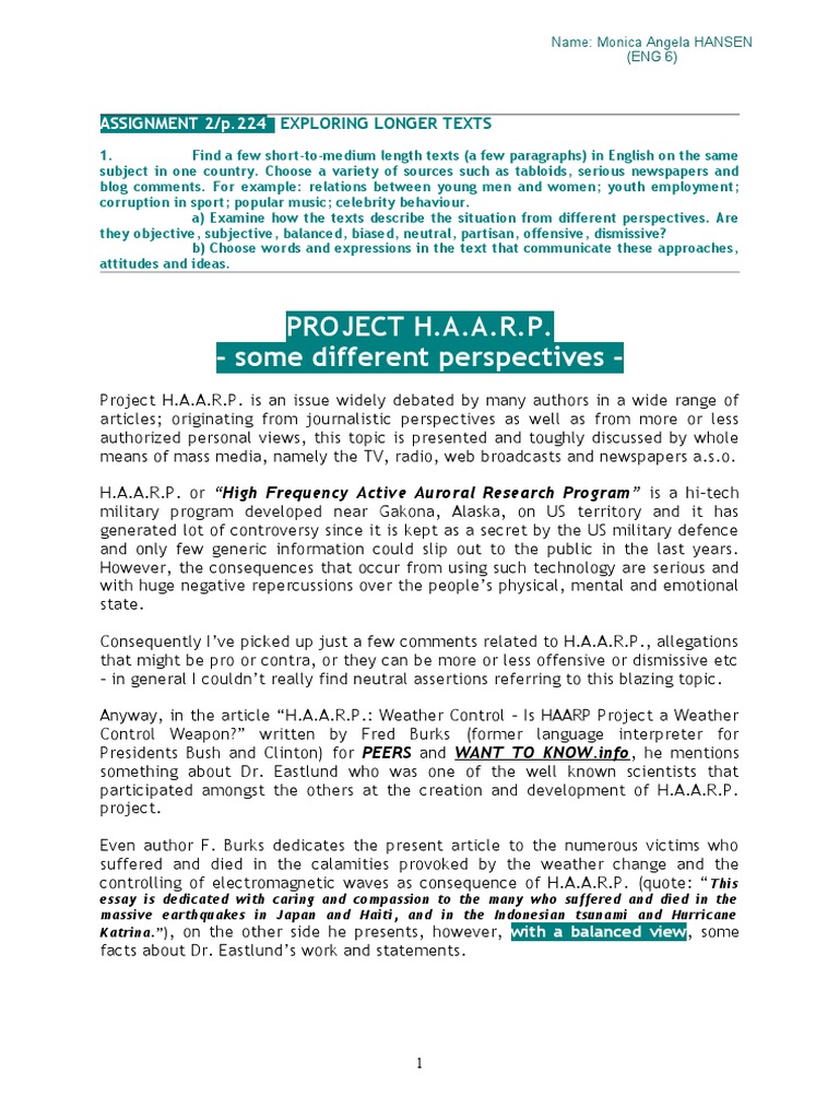 Project H.A.A.R.P. - Some Different Perspectives | PDF | Physical ...