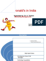 Mcdonald'S in India: Submitted To: Dr. K. Tandon