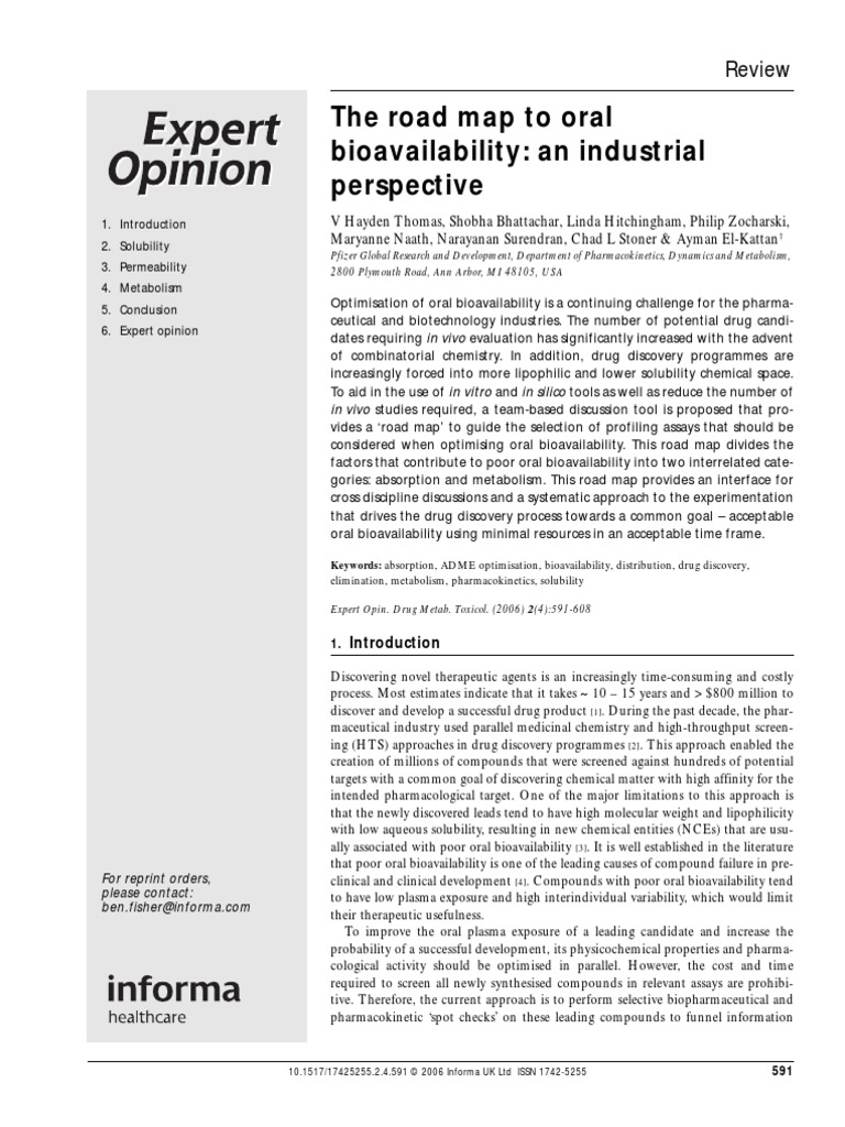 Road Map Oral Bioavailability | PDF
