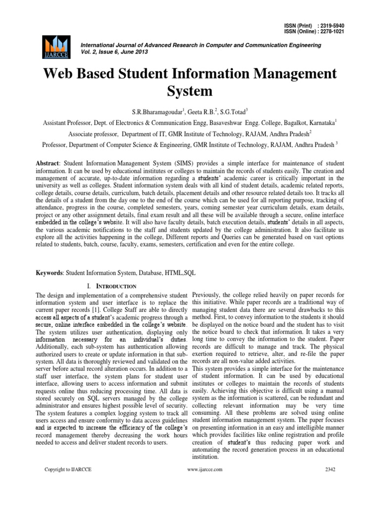  Based Student Information Management System PDF Java Script