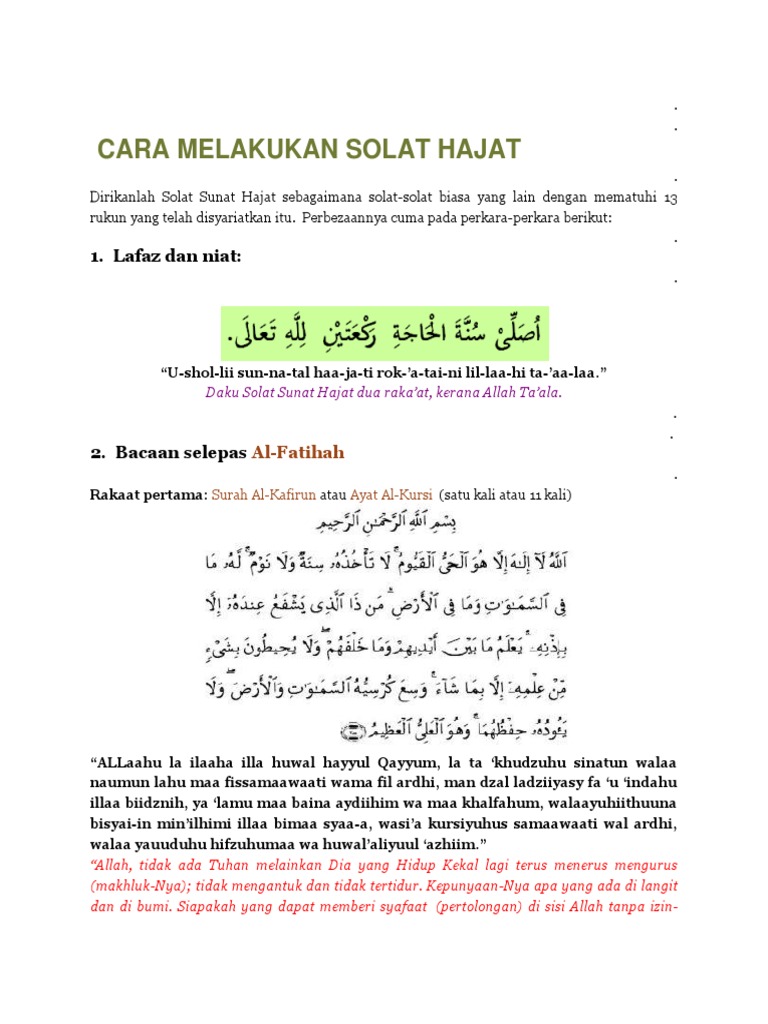 Cara Melakukan Solat Hajat Pdf