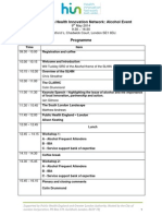 South London Health Innovation Network Alcohol Event - Agenda