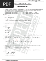 Karnataka CET / KCET 2014 Physics Solutions With Answers