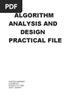 Algorithm Analysis and Design Practical File: Gurteg Sawhney 01416401511 B.Tech It 6 SEM Usict, Ggsipu