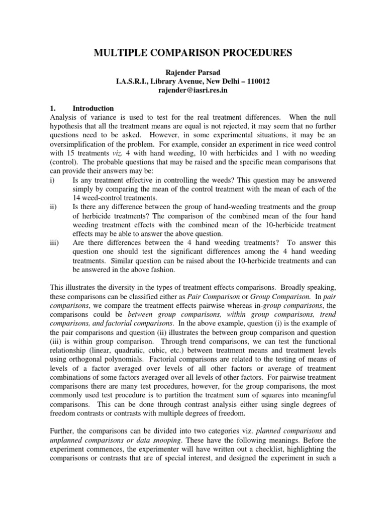 12-Multiple Comparison Procedure | PDF