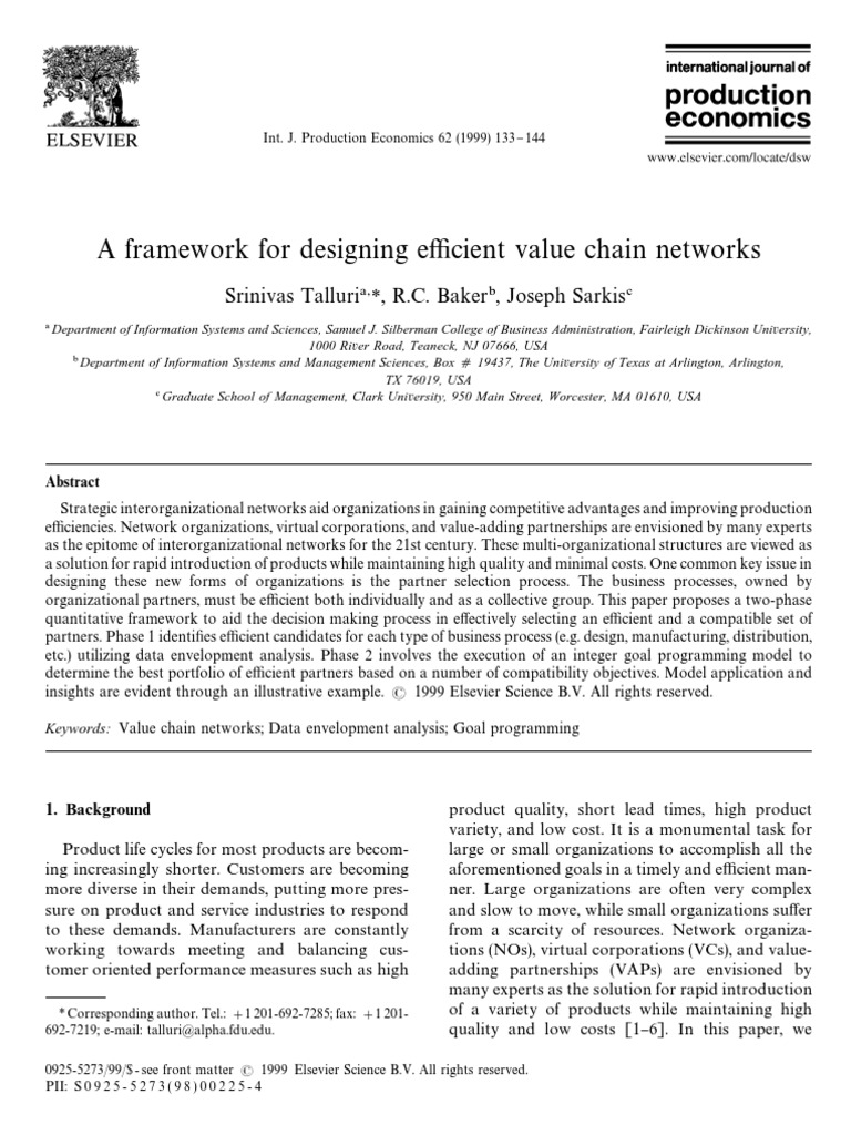 Efficient Partner Selection in Value Chains | PDF | Business Process ...