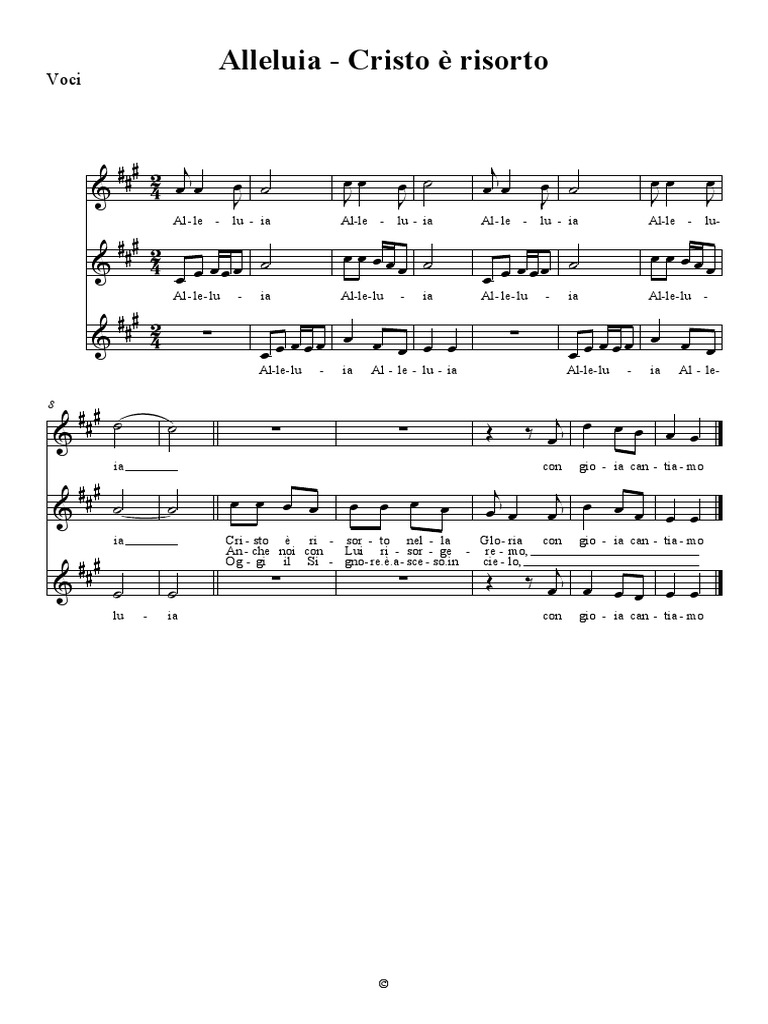 Alleluia Cristo È Risorto - Voci | PDF, image size:768x1024