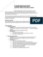 10th Grade Earth Event 2014: Essential Question: What Is The Value of Food?