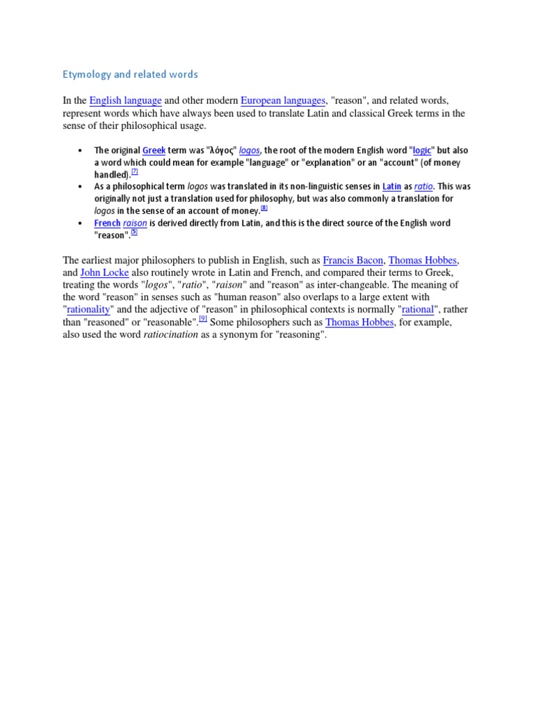 Etymology of Philosophy and Reason | PDF | Philosophy | Language Arts ...