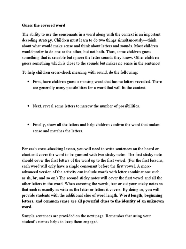 Guess The Covered Word Pdf Semiotics Cognitive Science