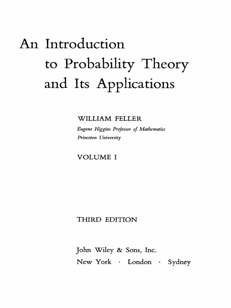 An Introduction To Probability - William, Feller | PDF