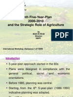 Tenth Five-Year-Plan 2006-2010 and The Strategic Role of Agriculture