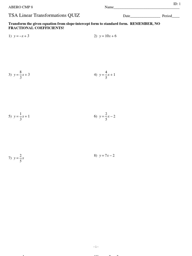 Tsa Tranformations Practice Quiz | PDF | Mathematical Objects | Algebra