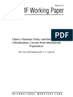 China's Monetary Policy and Interest Rate Liberalization: Lessons From International Experiences