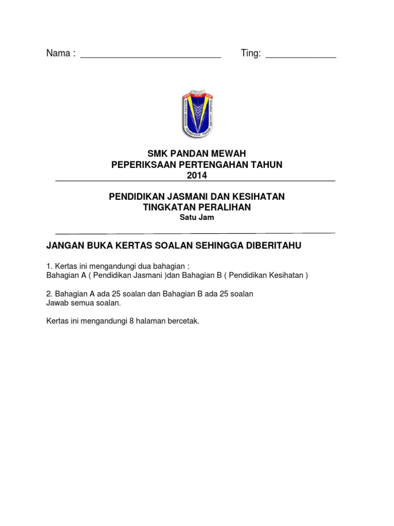 Soalan pjk peralihan