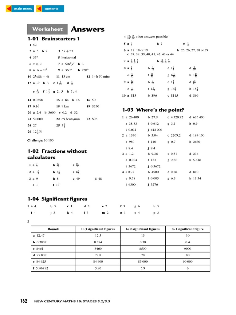 Worksheet Answers NEW CENTURY MATHS YEAR 10 | PDF | Rectangle | Euclidean  Plane Geometry