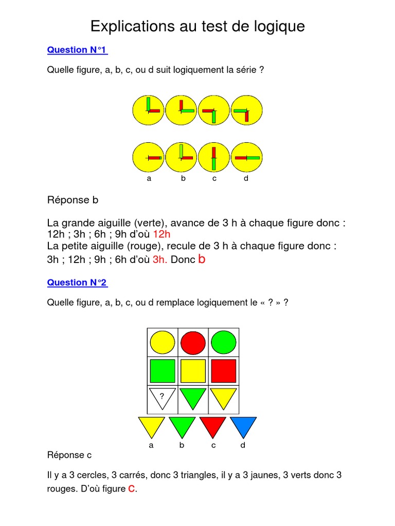 Explications du test de logique | PDF | La nature | Enseignement des ...