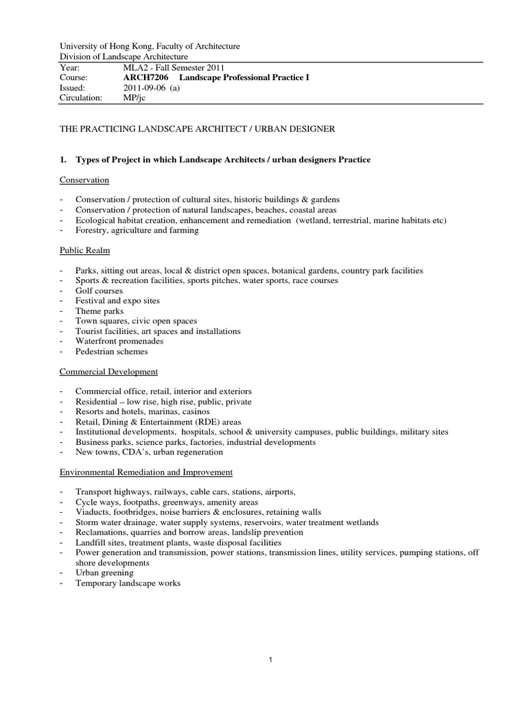 Landscape Architecture Practice Overview | PDF | Landscape Architecture ...
