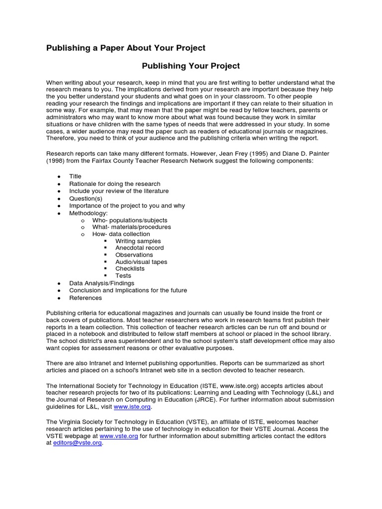 Publishing A Paper About Your Project | PDF | Academic Publishing ...