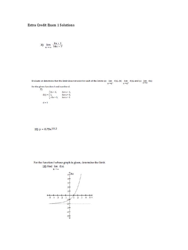 Extra Credit Exam 1 Solutions Guide | PDF