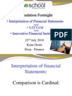 Foundation Fortnight: - Interpretation of Financial Statements - Satyam - Innovative Financial Instruments